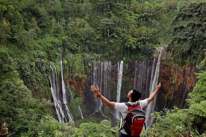 1 Day - Tumpak Sewu, Kapas Biru Waterfall, Goa Tetes cave</em> Tour // 07:30 – 17:00 – Why this East Java day trip makes sense from Malang’ /></p>
<p><p>Malang is a useful base for reaching the waterfalls of Lumajang, but the distances make independent sightseeing less simple than it first appears. This tour takes care of the long road journey in an air-conditioned vehicle and gives you a driver who also acts as a basic English-speaking tour leader.</p>
</p>
<p><p>I value that arrangement because the day is not just a quick photo stop. You are covering several destinations, walking on uneven trails, and returning to Malang after a full day outside. Having one vehicle waiting for your group removes the need to arrange separate rides between each waterfall.</p>
</p>
<p><p>The journey also passes through villages and offers views toward Mount Semeru, the highest mountain on Java. The route passes Jodipan colorful village without stopping. That is a small detail, but it helps set expectations: this is primarily a waterfall day, not a city sightseeing tour with time to explore Jodipan.</p>
</p>
<p><p>The tour is private, so only your group participates. That gives you more control than a large coach excursion, although the schedule remains tight. Group discounts are also offered, which can make the $74.07 per-person price more attractive for couples, families, or a small group of friends.</p>
</p>
<div class="twil" style="margin: 20px 0; padding: 15px 0;"><p>More Day Trips in Malang</p><ul style="margin: 10px 0; padding-left: 0; list-style: none;"><li style="margin: 0 0 12px 0; padding: 0 0 12px 0; border-bottom: 1px solid #eee; line-height: 1.4;"><a href="https://introducingindonesia.com/1-day-amazing-bromo-sunrise-tour-from-malang-surabaya-7-spots/">1 Day Amazing Bromo Sunrise tour from Malang Surabaya 7 spots</a><br><span style="font-size: 0.82em; color: #555;"><span style="color: #1273D4;">★</span> 5.0 &nbsp;&middot;&nbsp; 879 reviews</span></li><li style="margin: 0 0 12px 0; padding: 0 0 12px 0; border-bottom: 1px solid #eee; line-height: 1.4;"><a href="https://introducingindonesia.com/1-day-bromo-afternoon-siesta-tour-start-malang-or-surabaya-1100-1800/">1 Day – Bromo Afternoon Siesta Tour start MALANG or SURABAYA // 11:00 – 18:00</a><br><span style="font-size: 0.82em; color: #555;"><span style="color: #1273D4;">★</span> 5.0 &nbsp;&middot;&nbsp; 114 reviews</span></li><li style="margin: 0; padding: 0; border-bottom: none; line-height: 1.4;"><a href="https://introducingindonesia.com/1-day-ultimate-tour-tumpak-sewu-waterfall-and-goa-tetes-cave-0730-1730/">1 Day – ULTIMATE TOUR Tumpak Sewu Waterfall and Goa Tetes cave // 07:30 – 17:30</a><br><span style="font-size: 0.82em; color: #555;"><span style="color: #1273D4;">★</span> 5.0 &nbsp;&middot;&nbsp; 95 reviews</span></li></ul></div><h2 id="the-long-road-to-kapas-biru">The long road to Kapas Biru</h2>
<p><img width="669" height="446" decoding="async" src=