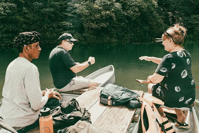 Bali Rainforest Hiking With Canoeing And Waterfall Adventure - Crossing The Lake By Traditional Canoe