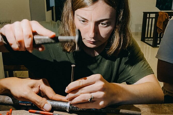 Celuk Bali Silver Class: Hands-On Silver Making Class - Shaping the silver with a teacher nearby