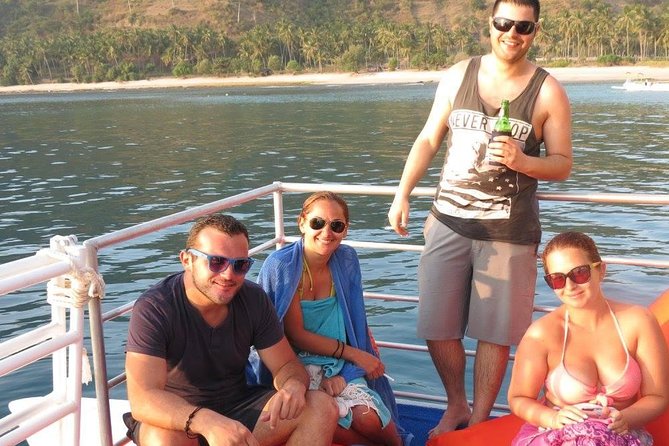 Gili Hai 3 Islands BBQ Sunset Cruise - Gili Air, the pontoon, and the barbecue meal
