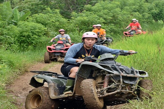 Kuber Bali ATV through Tunnel and Waterfall - Rice fields, plantations, and village roads