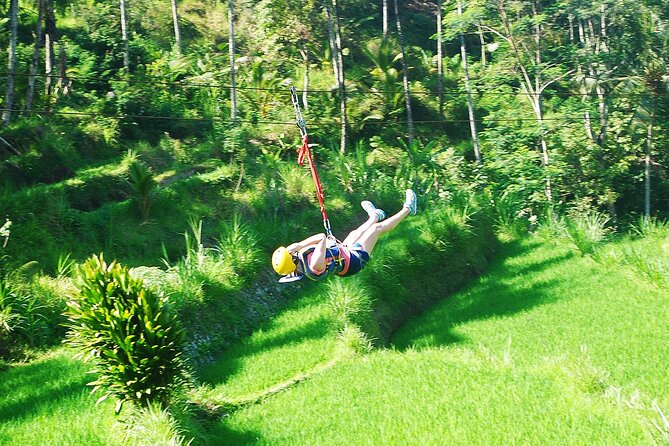 Telaga Waja River Rafting Bali & Zipline (Less Stairs) - The waterfall stop and zipline across the river